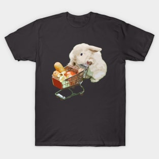 Affectionate Rabbit Cute American Fuzzy Lop Loves Carrot Vegan Grocery Shopping T-Shirt